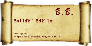 Balló Béla névjegykártya